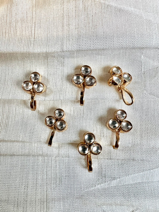 Kundan stoned rose gold plated press in nosering NR3068