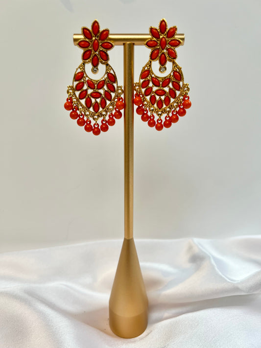 Golden orange flat earrings E3046