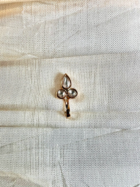 Kundan stoned rose gold plated press in nosering NR3067