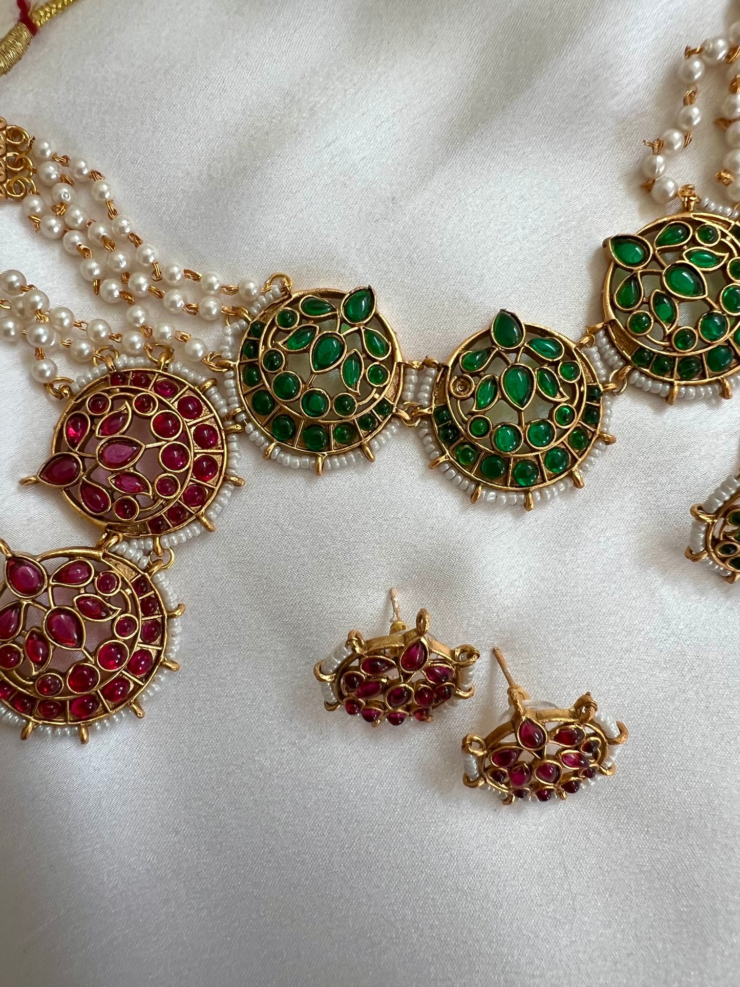 Moon choker with pearl chain N3133, N3132