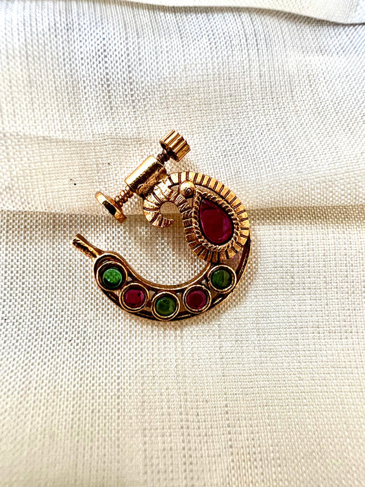 Antique rubygreen stoned nosering NR3008