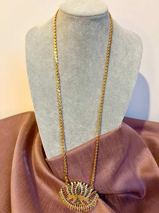 LASOTHINY - Long pathakam necklace in rubygreen N3250
