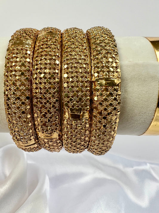 Plain high gold bangles, set of four B3020