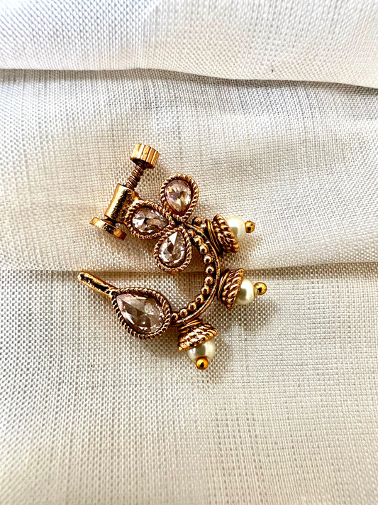 Antique gold plated clear stoned nosering NR3010