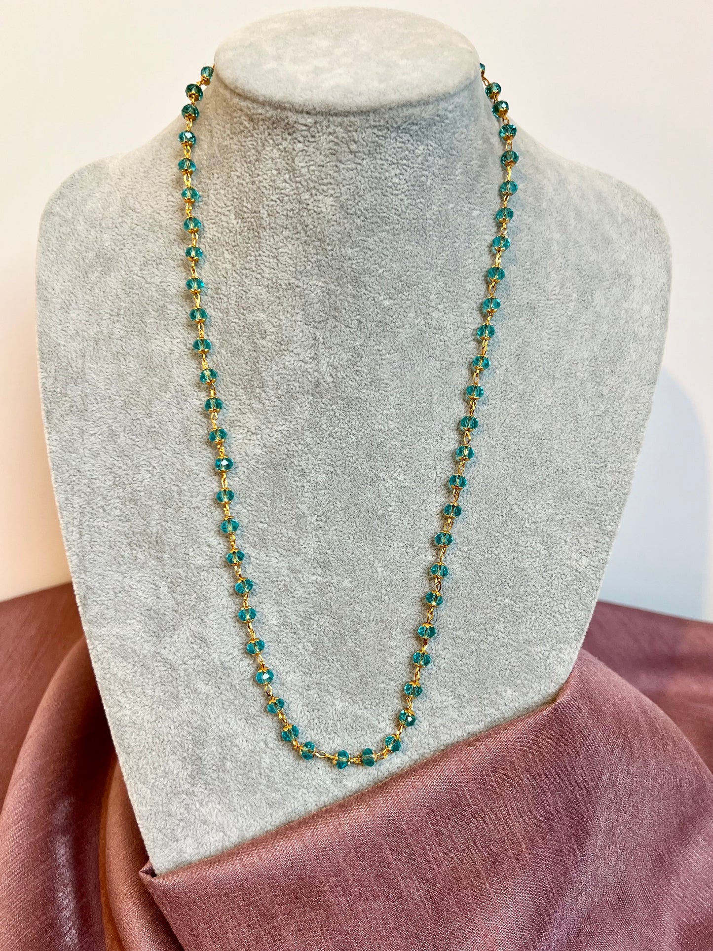 ASVINI - simple long blue golden chain N3228