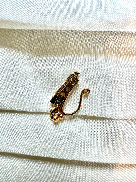 Antique gold plated press in nosering with gold beads NR3047