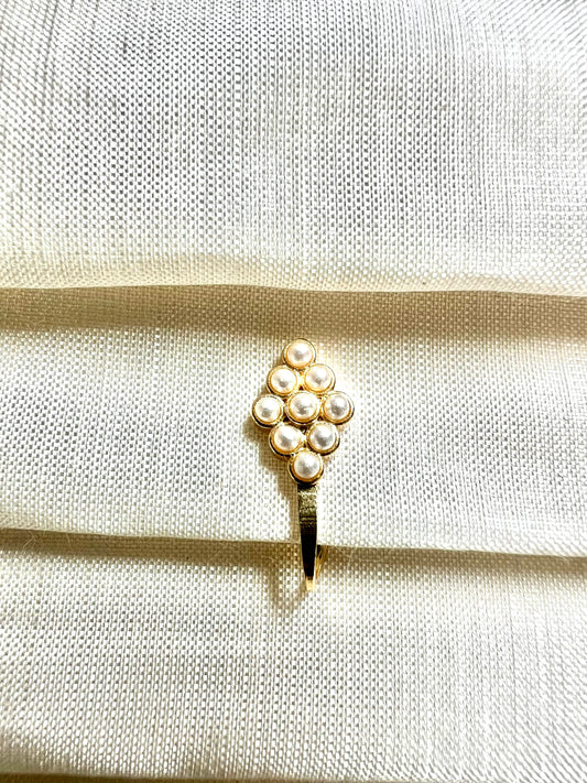 Simple pearl press in nosering gold plated NR3061