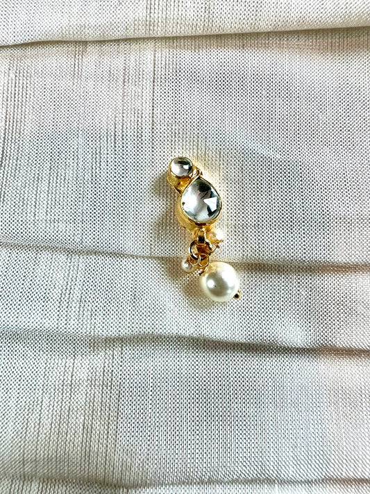 Kundan pearl press in nosering gold plated NR3062