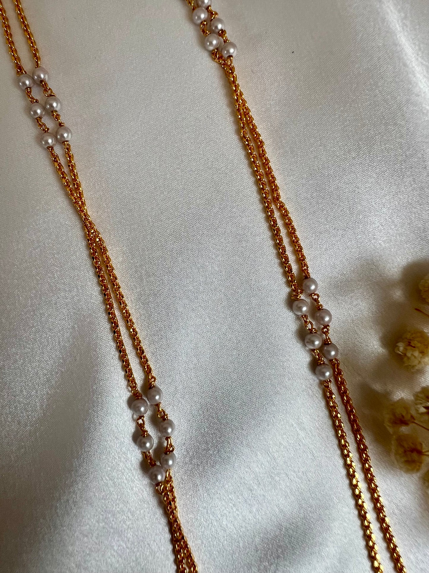 NANDIKA - Long Impon dollar 30inch necklace with ruby and white stones N3067