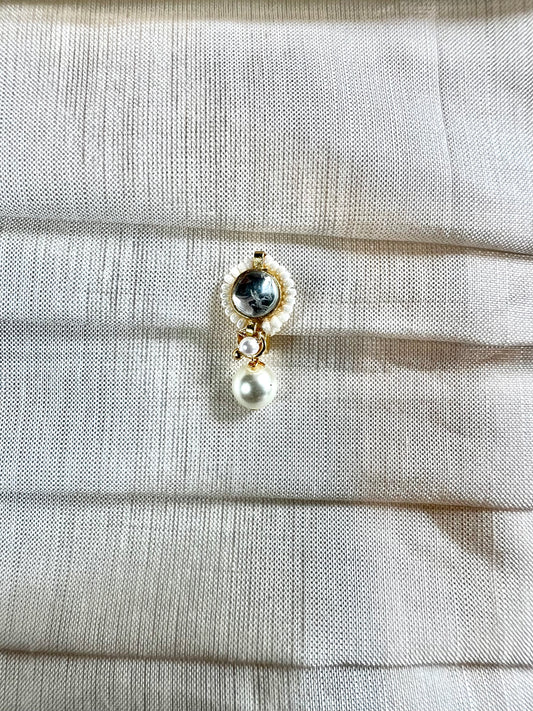Kundan stoned gold plated press in nosering with pearls NR3070
