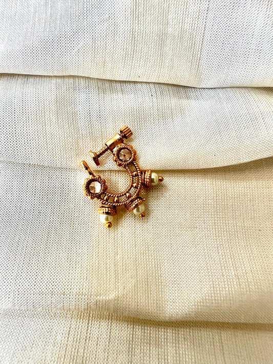 Antique gold plated clear stoned nosering NR3009