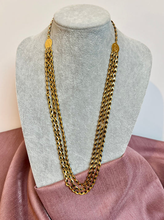 SHAMINI - long golden chain with black balls all along N3220