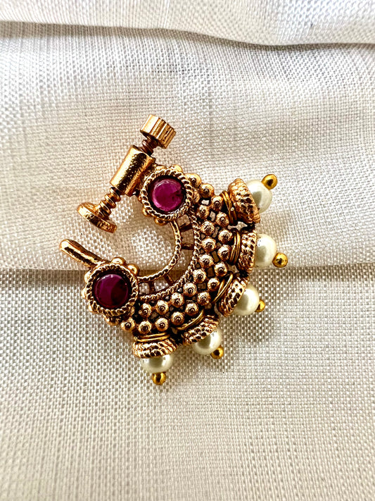 Antique ruby gold plated nosering NR3004