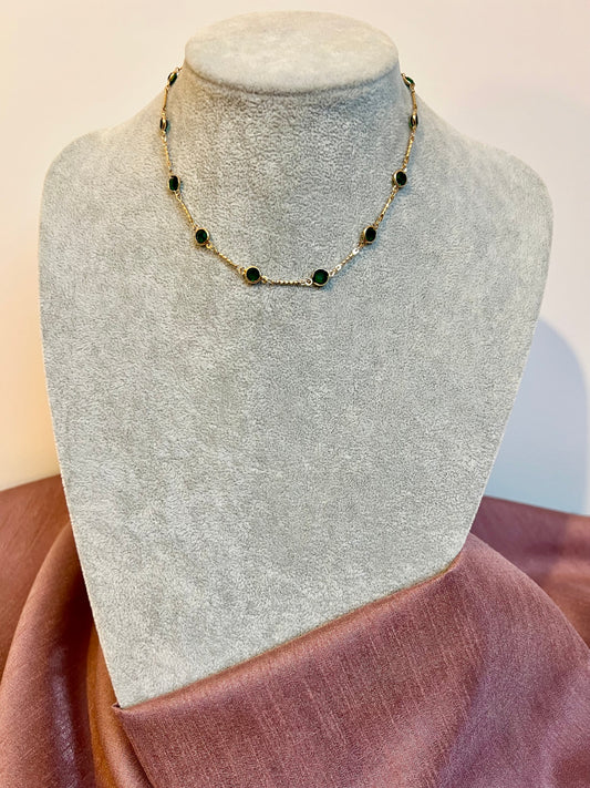 MIDHUSA - Simple short chain golden green stone necklace N3238