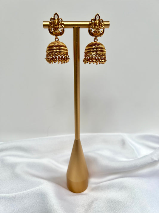 Antique temple  jhumka gold plated earrings E3004
