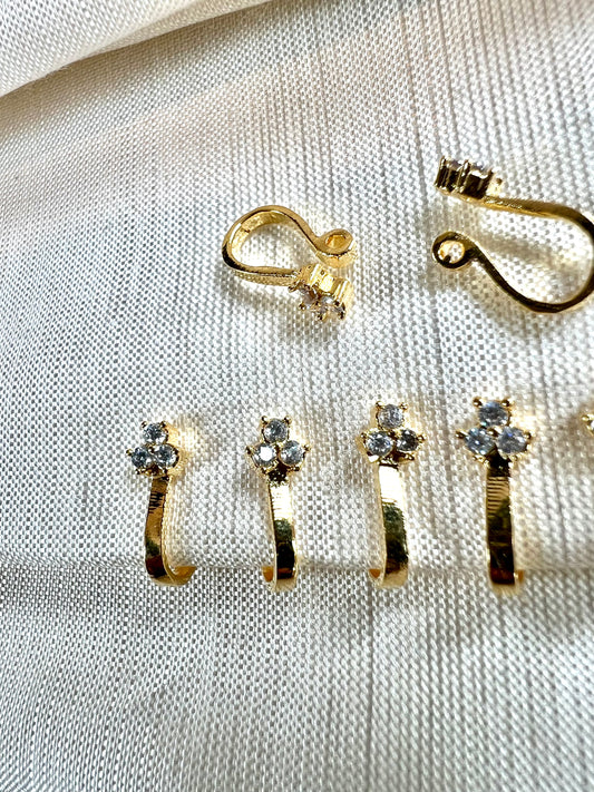 Classic small Cz stoned gold plated press in nosering NR3073