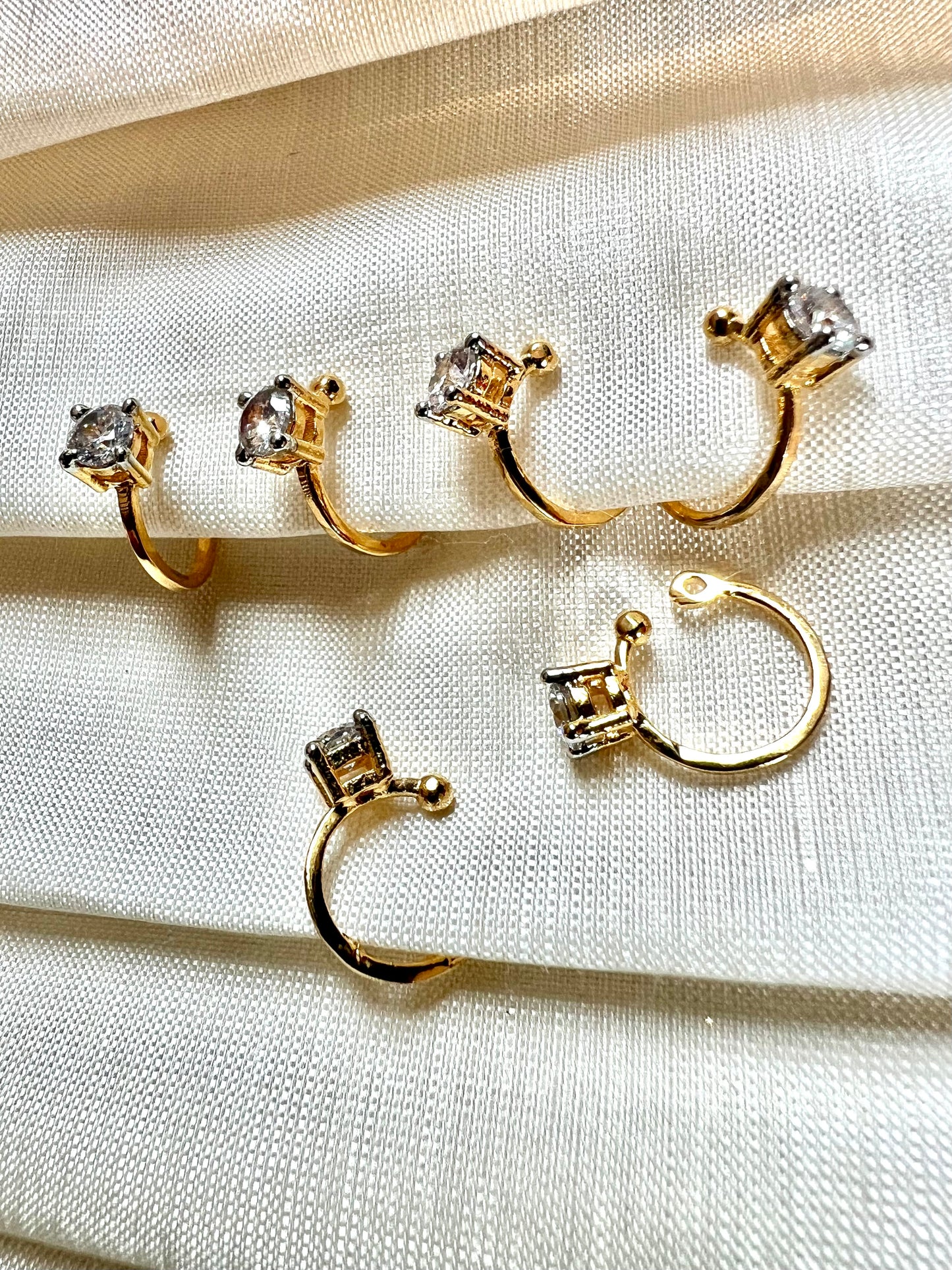 Diamond stone gold plated press in nosering NR3044