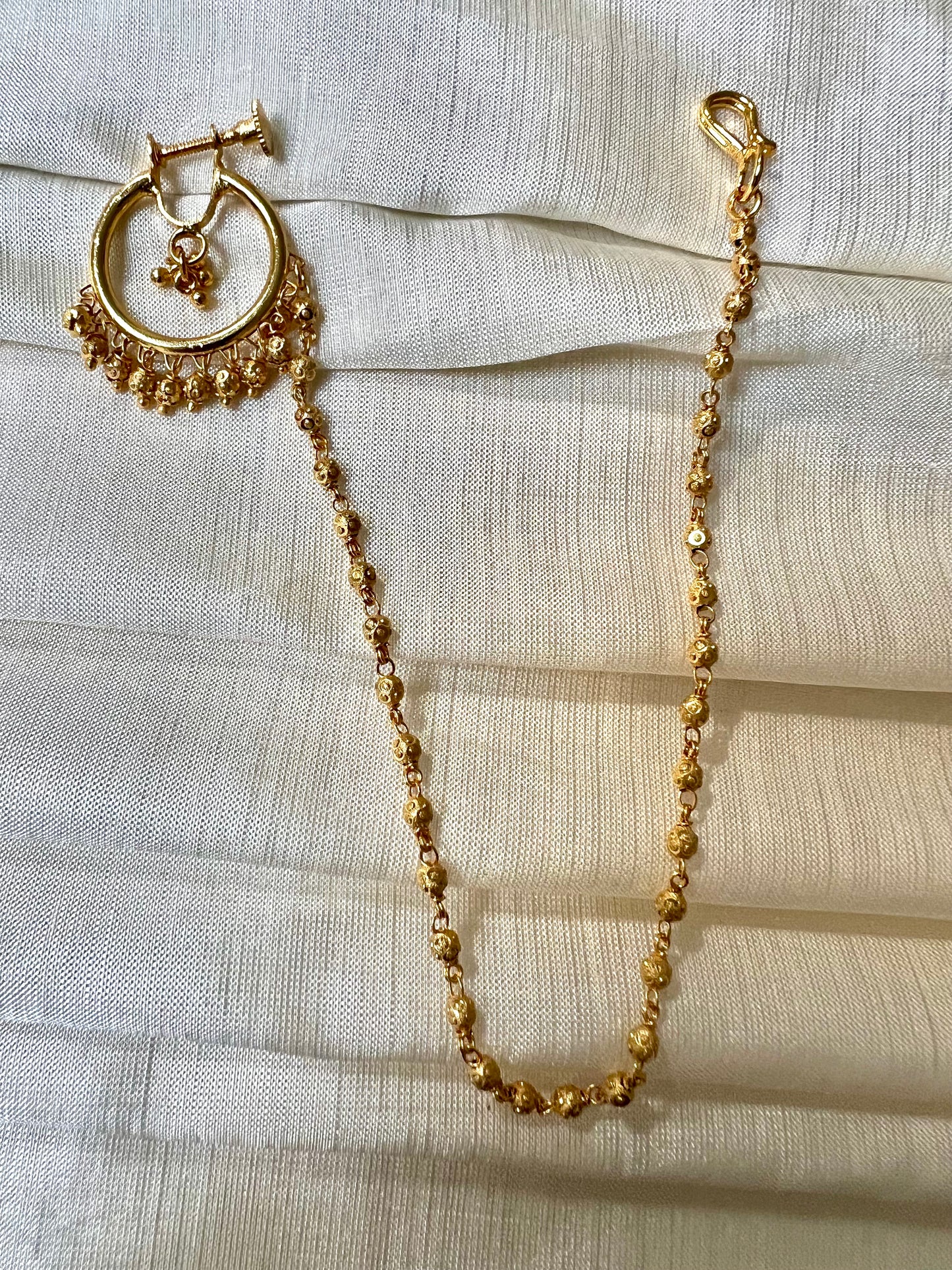 Antique gold plated nosering with chain NR3018