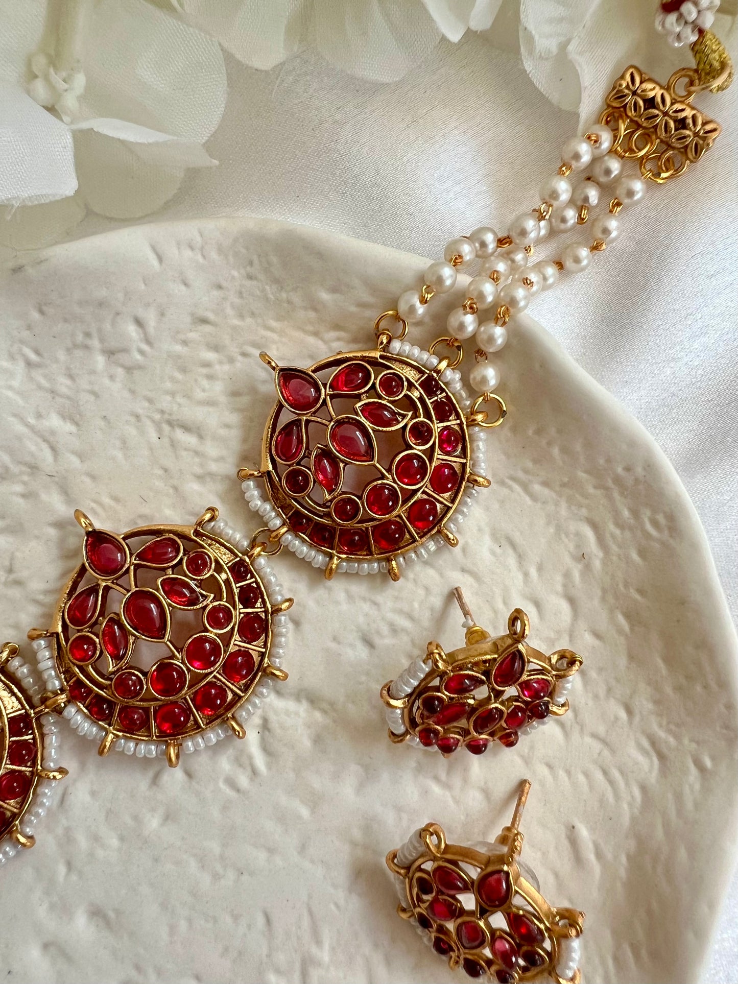 Moon choker with pearl chain N3133, N3132