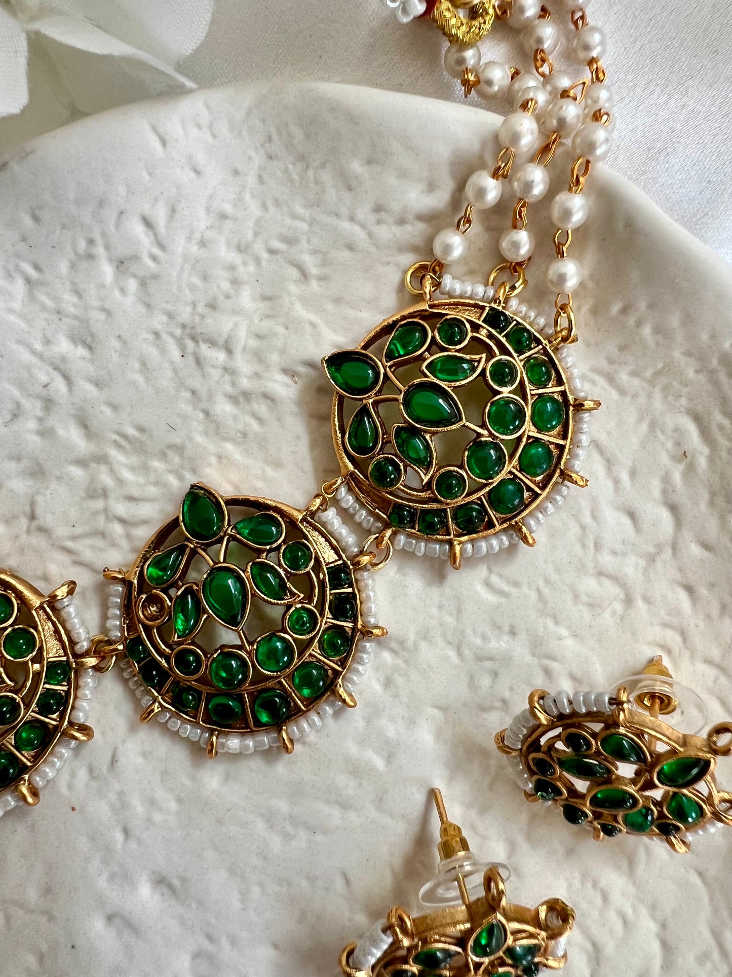 Moon choker with pearl chain N3133, N3132