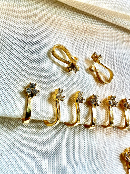 Classic small Cz stoned gold plated press in nosering NR3073