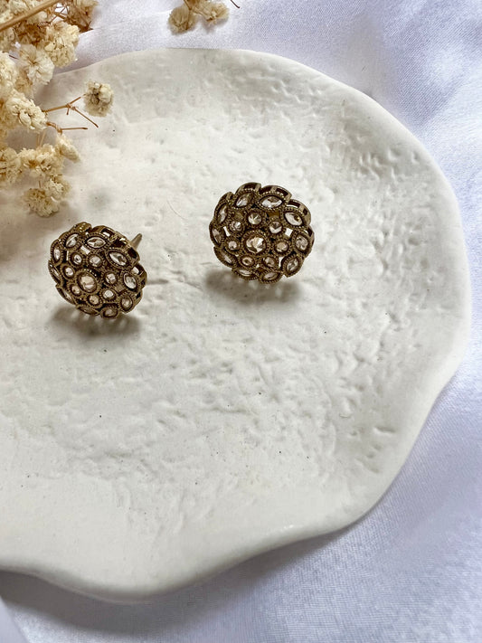 Mehndi plated round stud earrings E3025