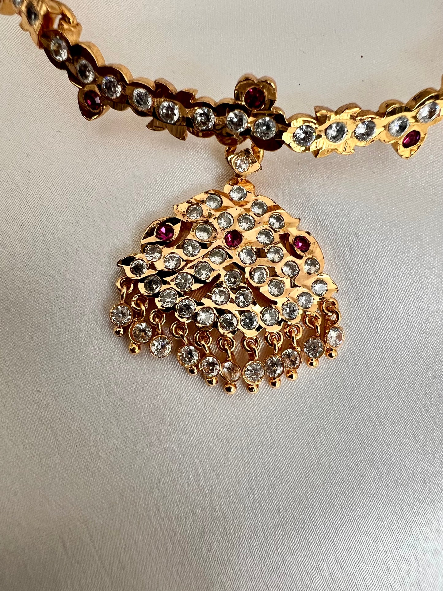 ABI- Simple traditional attigai with ruby and white stones N3092