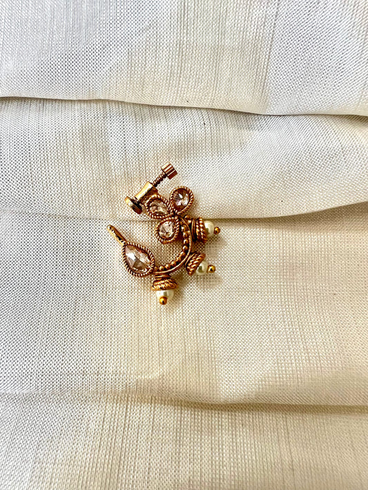 Antique gold plated clear stoned nosering NR3010