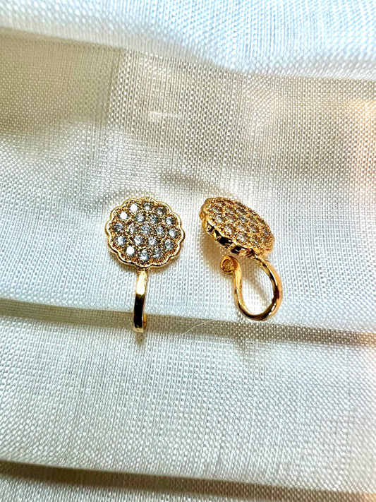 Cz stoned round press in nosering gold plated NR3041