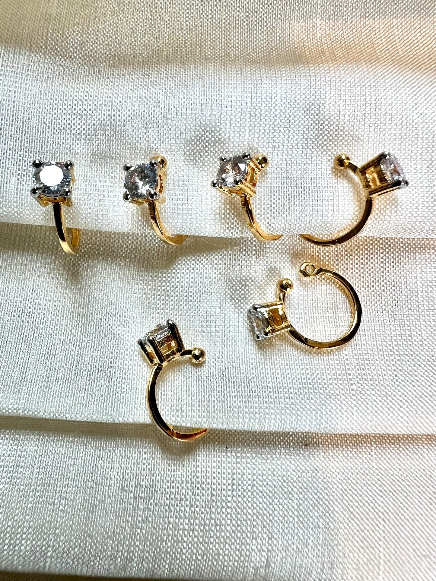 Diamond stone gold plated press in nosering NR3044