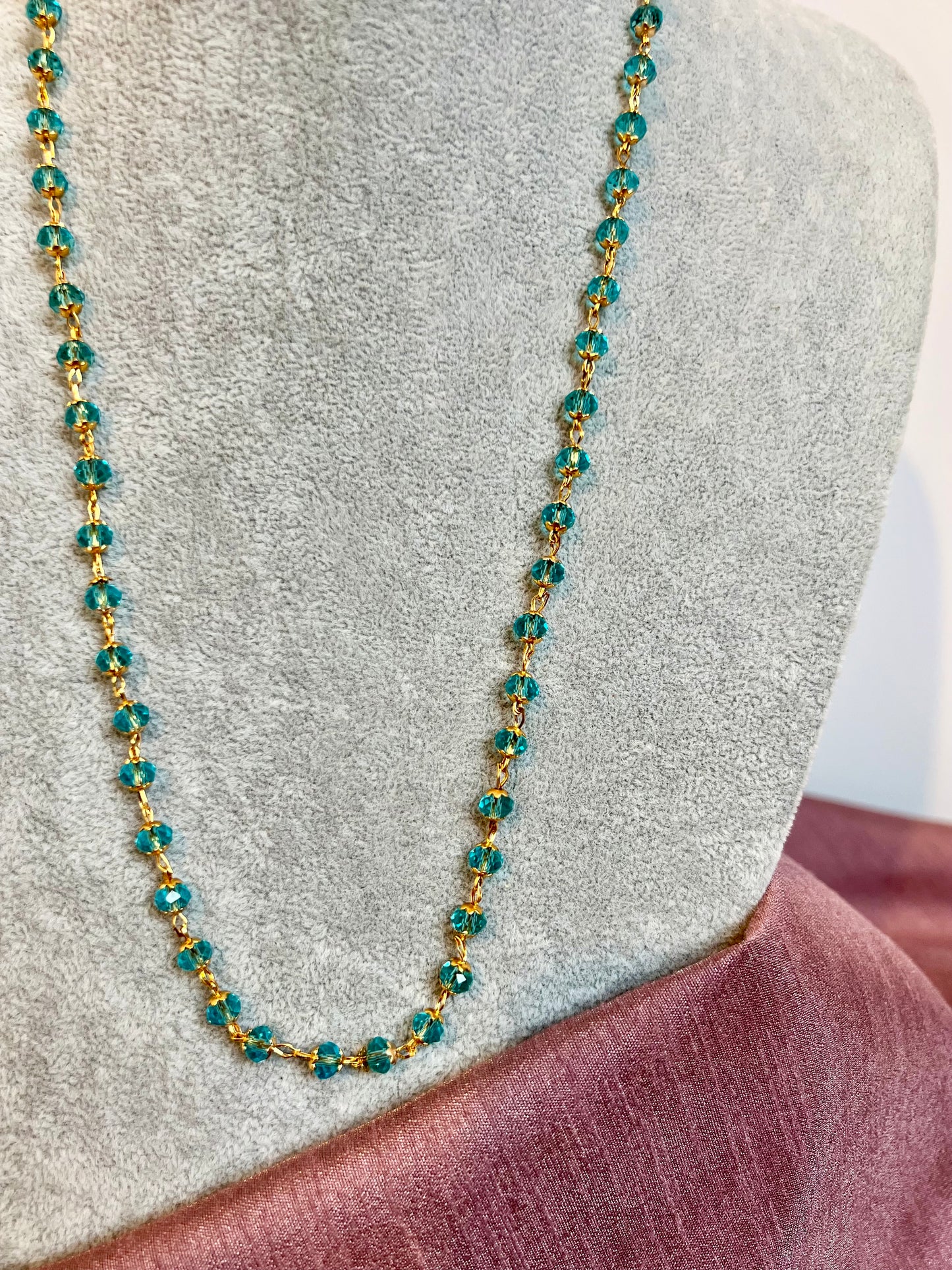 ASVINI - simple long blue golden chain N3228