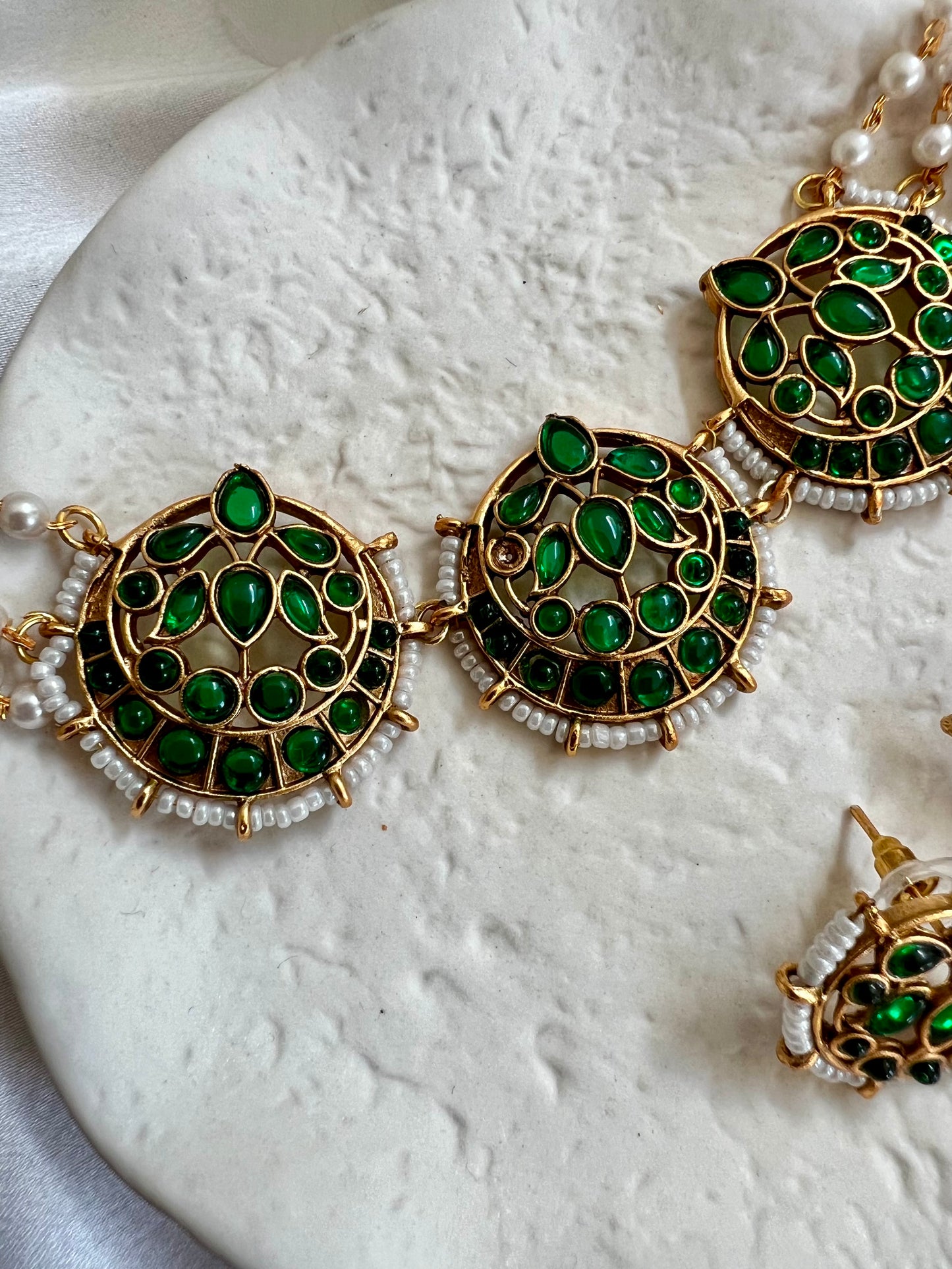 Moon choker with pearl chain N3133, N3132