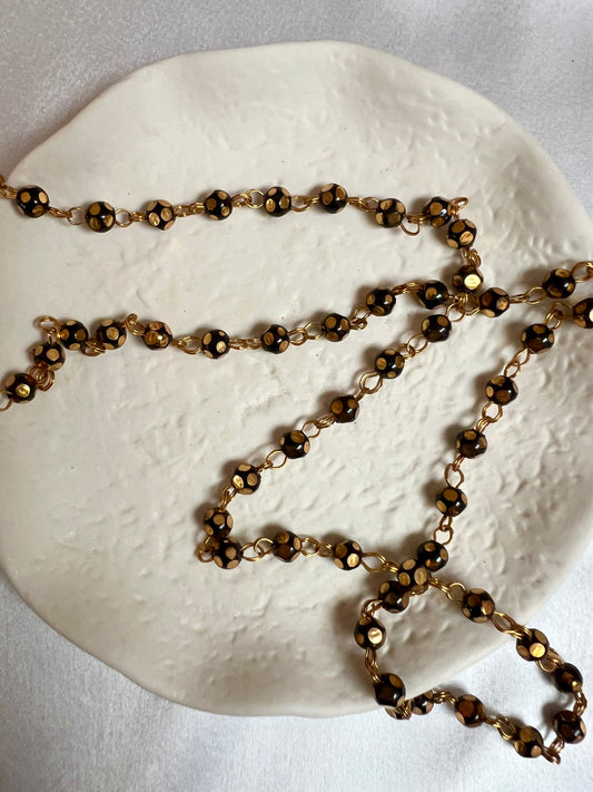 SHABI - Simple long black and gold ball chain N3222