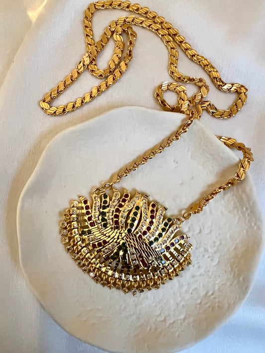 LASOTHINY - Long pathakam necklace in rubygreen N3250