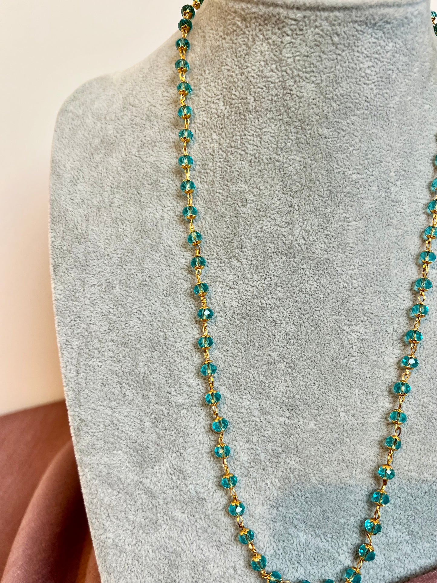 ASVINI - simple long blue golden chain N3228