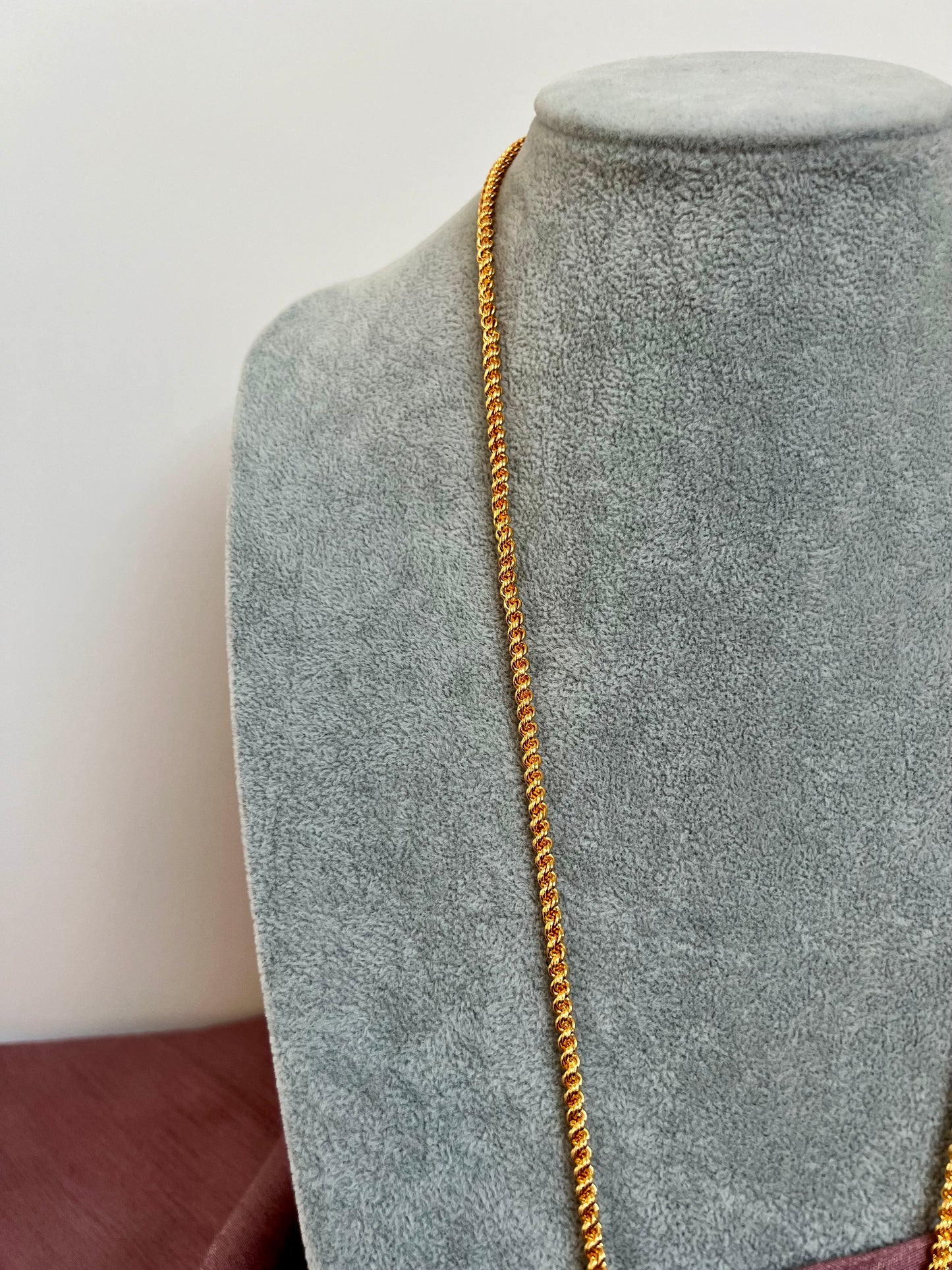 RUBI - Traditional long lotus impon pendant 24 inch with ruby and white N3095