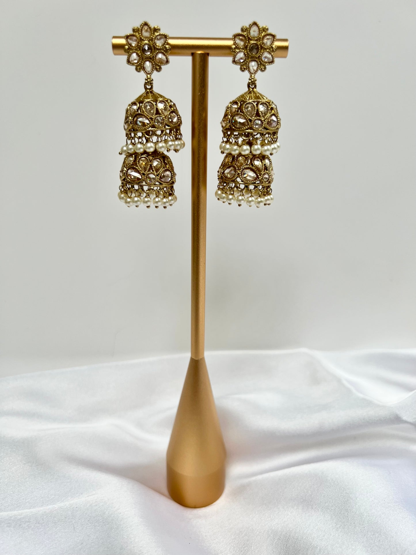 Mehndi plated pearl jhumka earring E3026