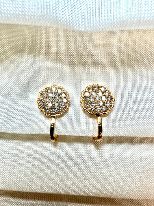 Cz stoned round press in nosering gold plated NR3041