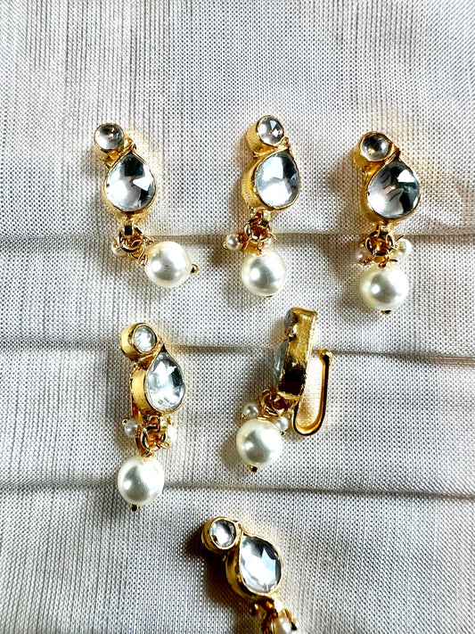 Kundan pearl press in nosering gold plated NR3062