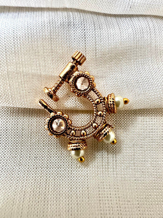 Antique gold plated clear stoned nosering NR3009