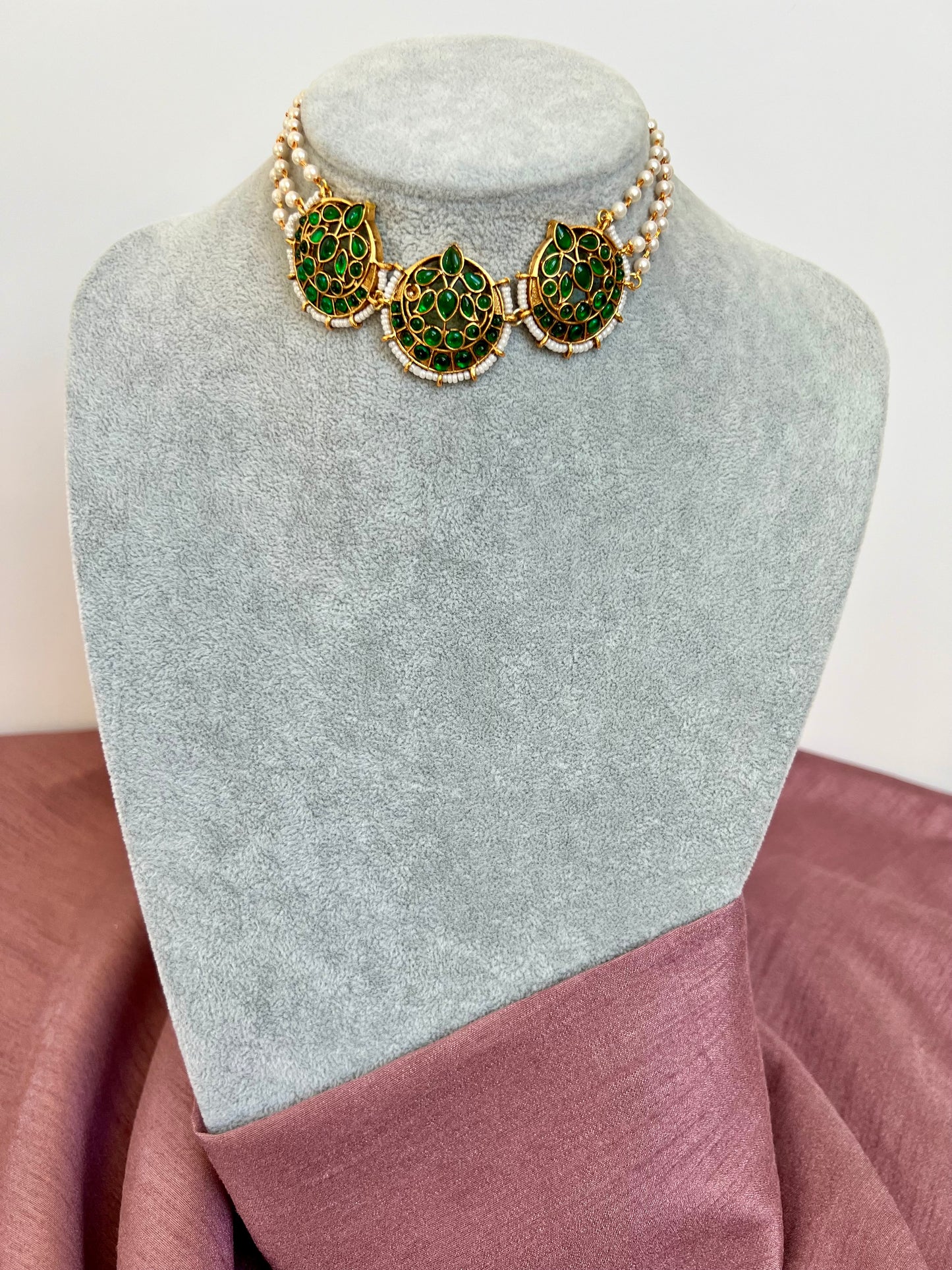 Moon choker with pearl chain N3133, N3132