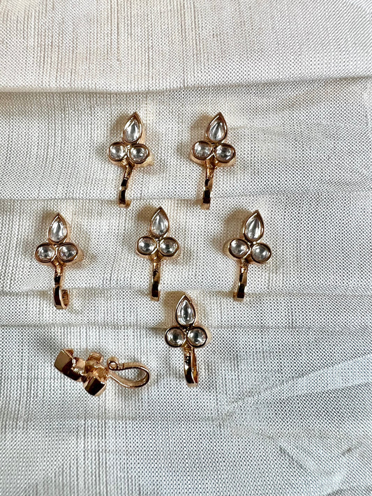 Kundan stoned rose gold plated press in nosering NR3067