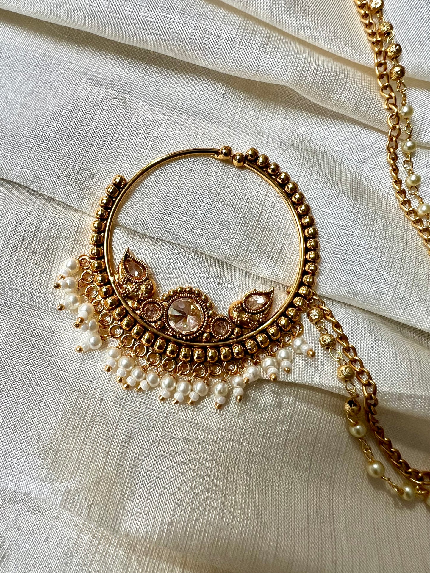 Antique pressing gold plated clear stoned nosering NR3011