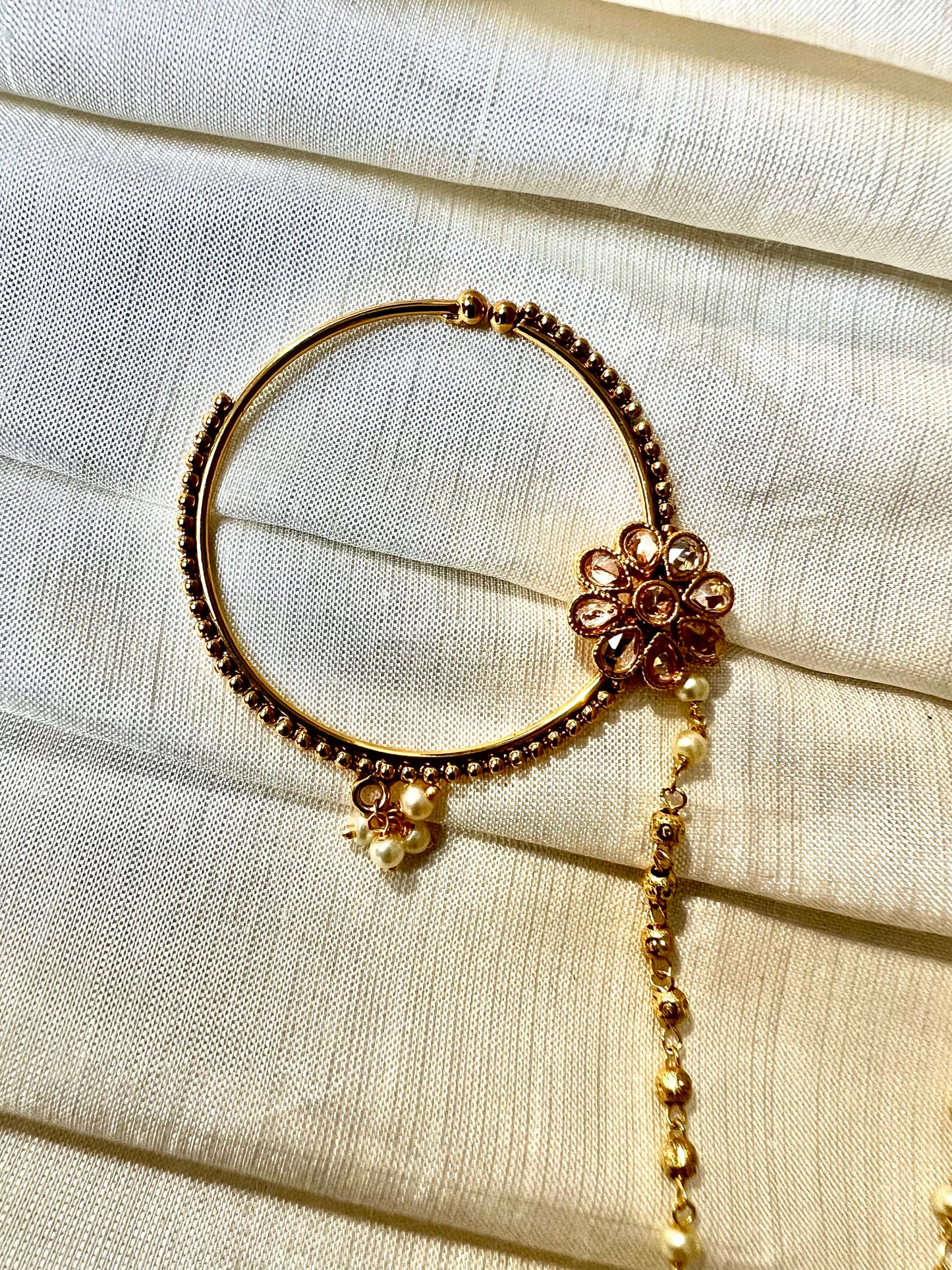 Antique large hooped nosering with chain NR3012