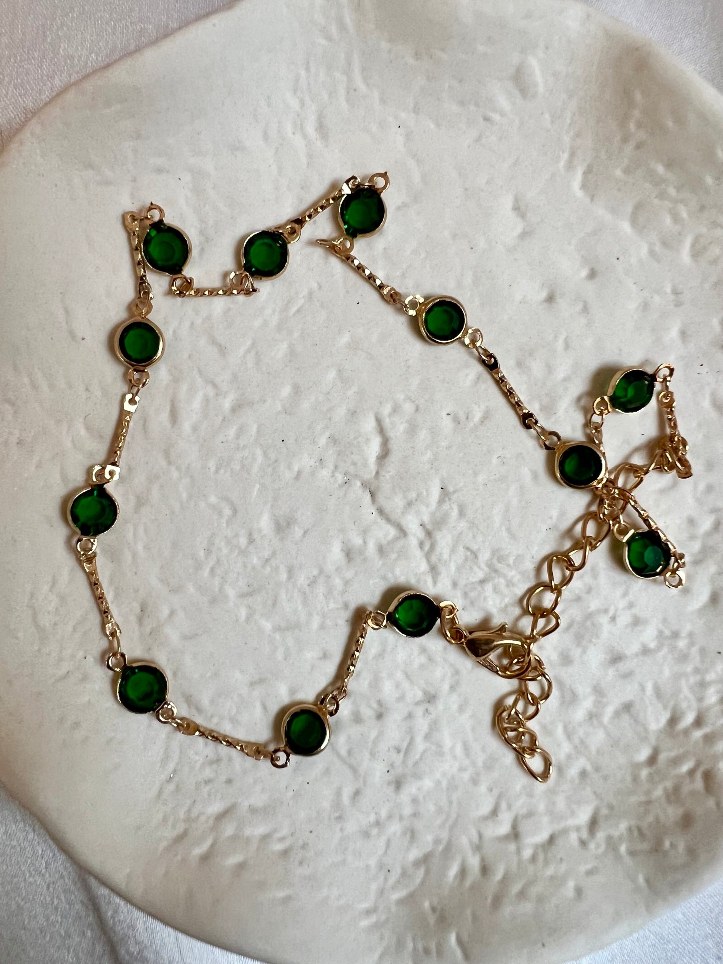 MIDHUSA - Simple short chain golden green stone necklace N3238