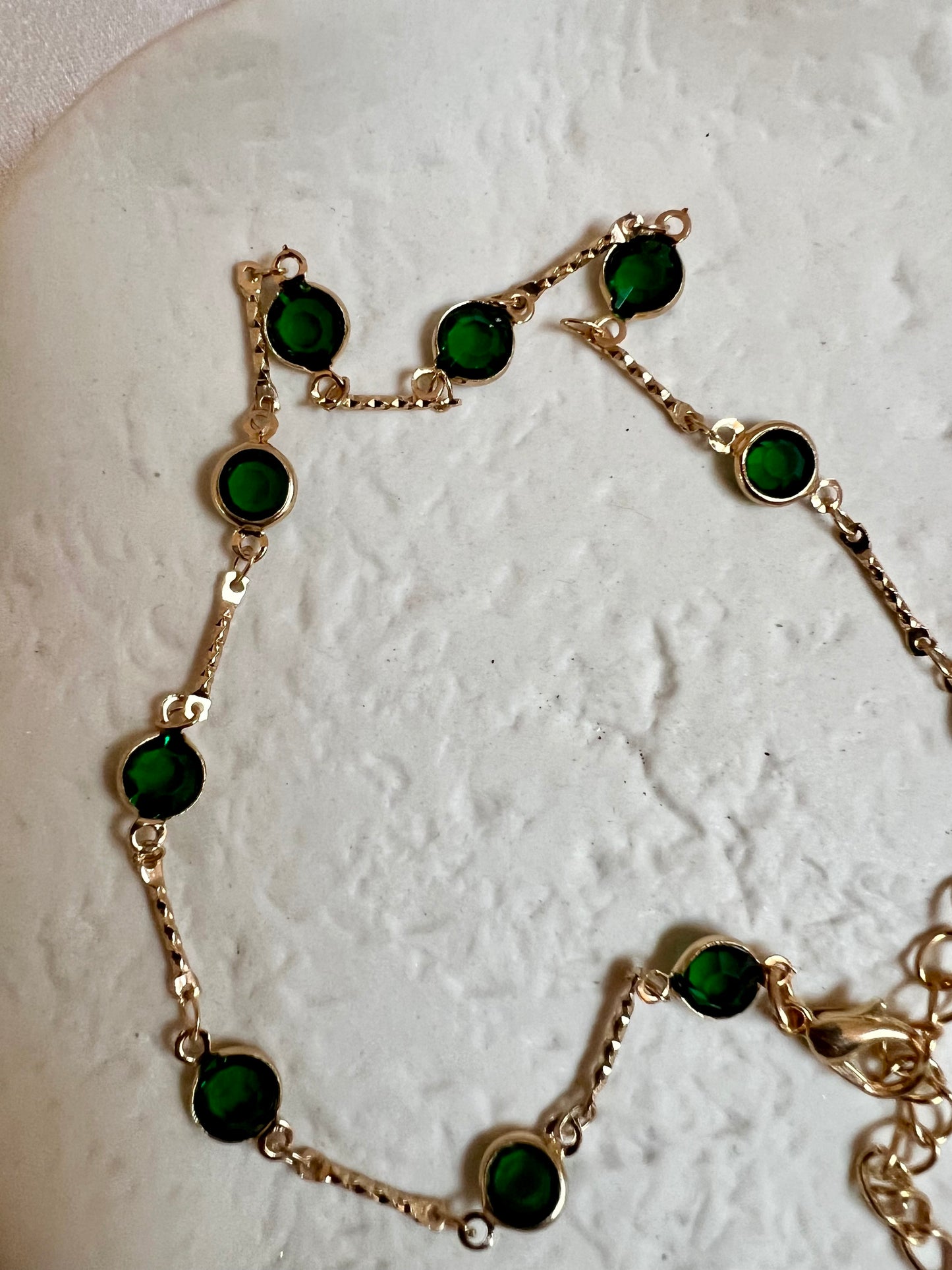 MIDHUSA - Simple short chain golden green stone necklace N3238