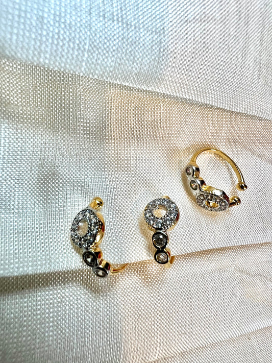 Cz stoned press in gold plated nosering NR3042