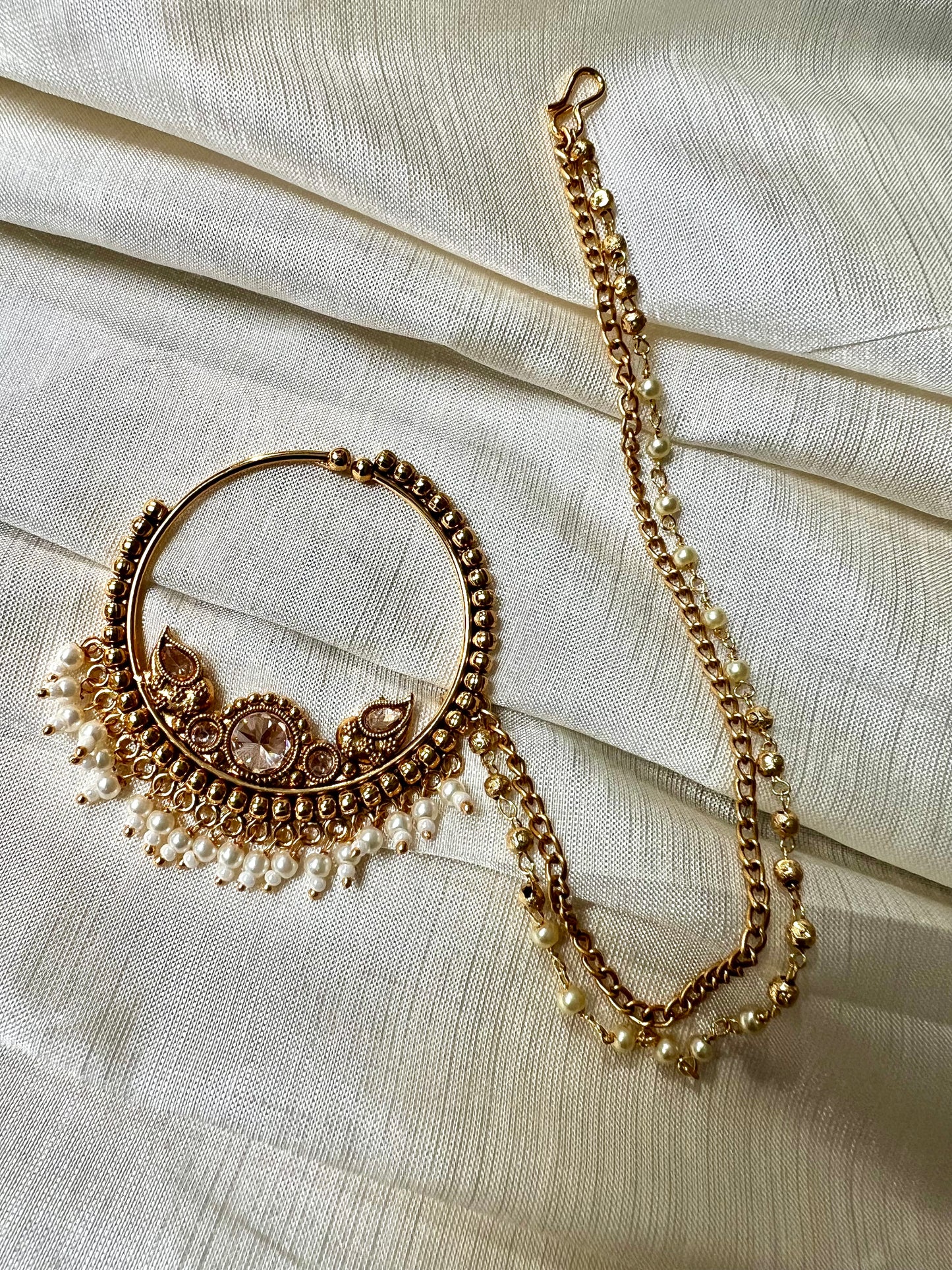 Antique pressing gold plated clear stoned nosering NR3011