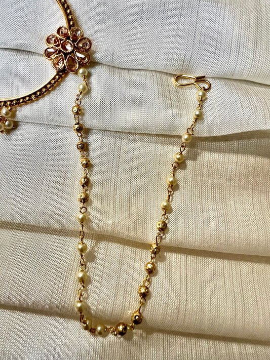 Antique large hooped nosering with chain NR3012