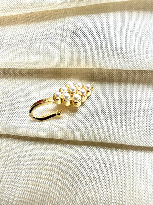 Simple pearl press in nosering gold plated NR3061
